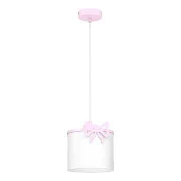 Otroški lestenec na vrvici SWEET 1xE27/15W/230V bela/roza/bow