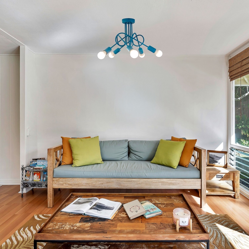 Otroški lestenec OXFORD 5xE27/15W/230V modra