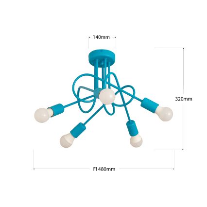 Otroški lestenec OXFORD 5xE27/15W/230V modra