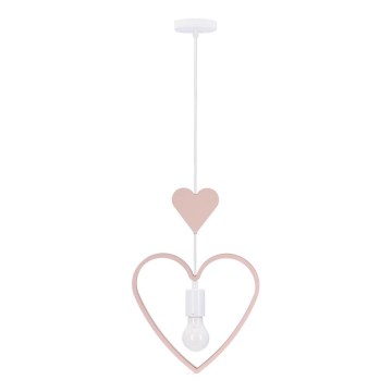 Otroški lestnik na vrvici HEART 1xE27/20W/230V roza/bela
