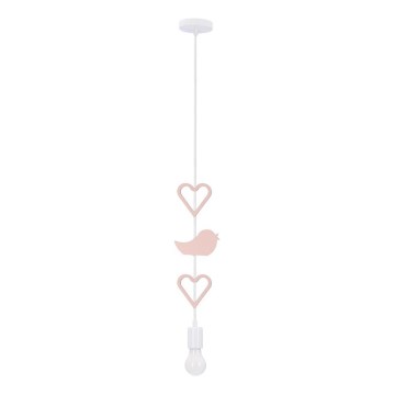 Otroški luster na kablu HEART 1xE27/20W/230V roza/bela