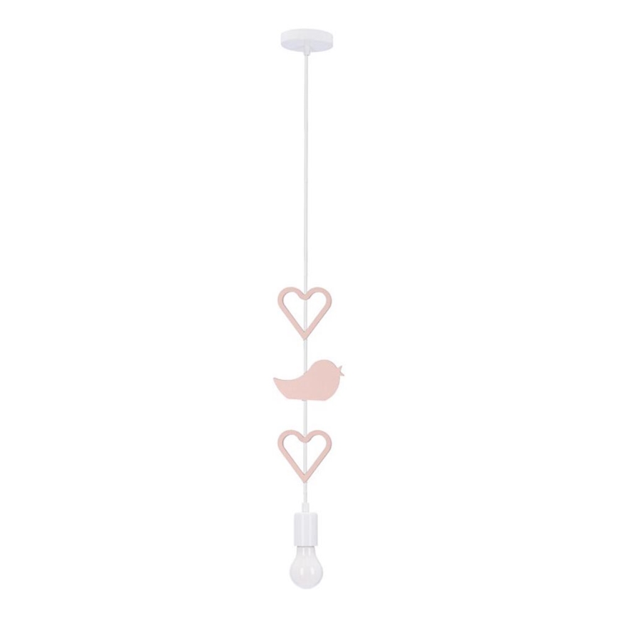 Otroški luster na kablu HEART 1xE27/20W/230V roza/bela