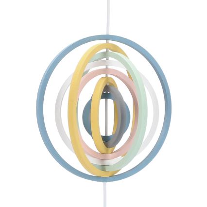 Otroški luster na vrvici HOOPS 1xE27/20W/230V Ø 27 cm pisan