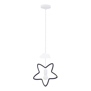 Otroški luster na vrvici STARS 1xE27/20W/230V črna/bela
