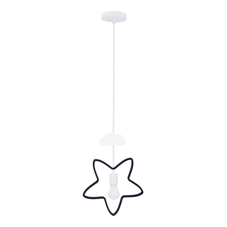 Otroški luster na vrvici STARS 1xE27/20W/230V črna/bela