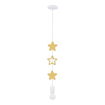 Otroški luster na vrvici STARS 1xE27/20W/230V rumena/bela