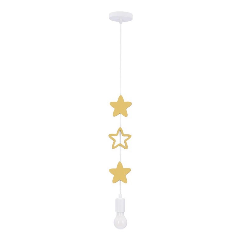 Otroški luster na vrvici STARS 1xE27/20W/230V rumena/bela