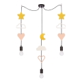 Otroški luster na vrvici TRIO 3xE27/20W/230V rumena/bela/roza