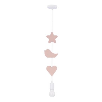 Otroški lustre na vrvici TRIO 1xE27/20W/230V roza/bela