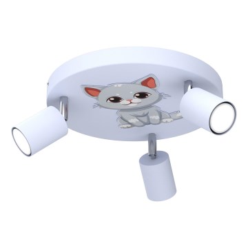 Otroški reflektor FUN 3xGU10/8W/230V modra/mačka