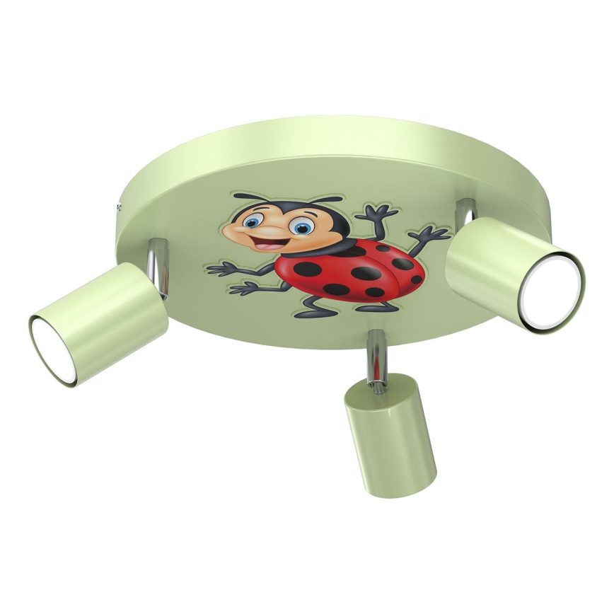 Otroški reflektor FUN 3xGU10/8W/230V zelena/ladybug