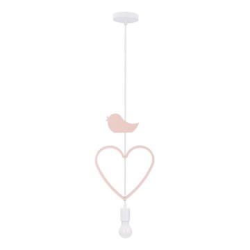 Otroški viseči luster HEART 1xE27/20W/230V roza/bela