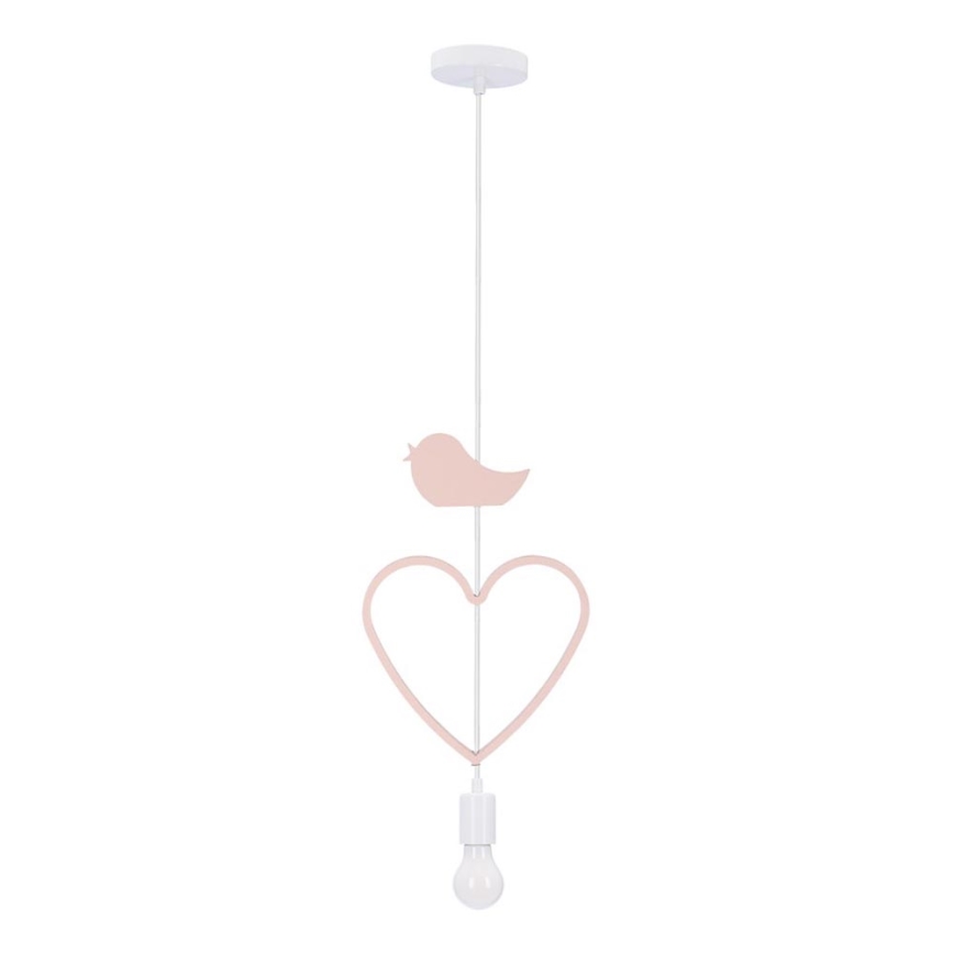 Otroški viseči luster HEART 1xE27/20W/230V roza/bela