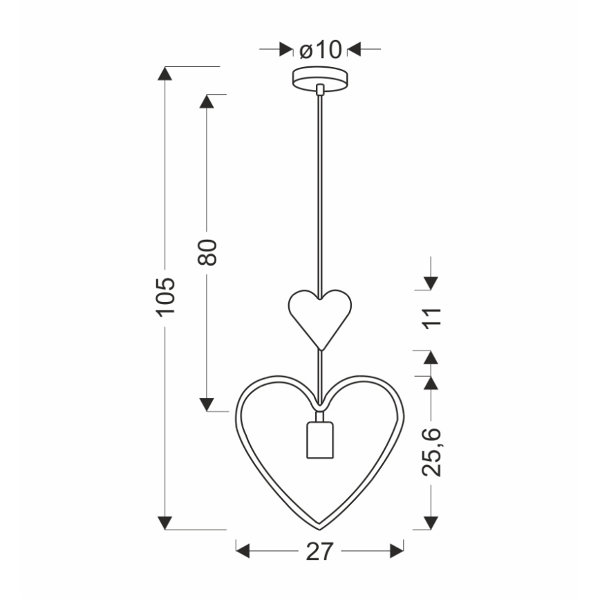 Otroški viseči luster HEART 1xE27/20W/230V roza/bela