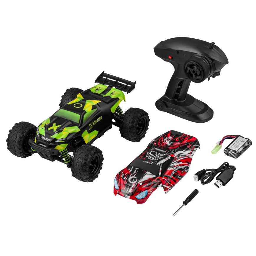 Overmax - RC avto z daljinskim upravljanjem 2v1 X-MONSTER 3.5 1700 mAh črna/rdeča/zelena