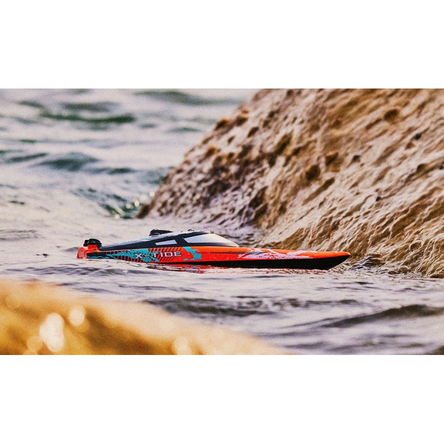 Overmax - RC čoln z daljinskim upravljalnikom X-TIDE 2400 mAh črn/oranžen