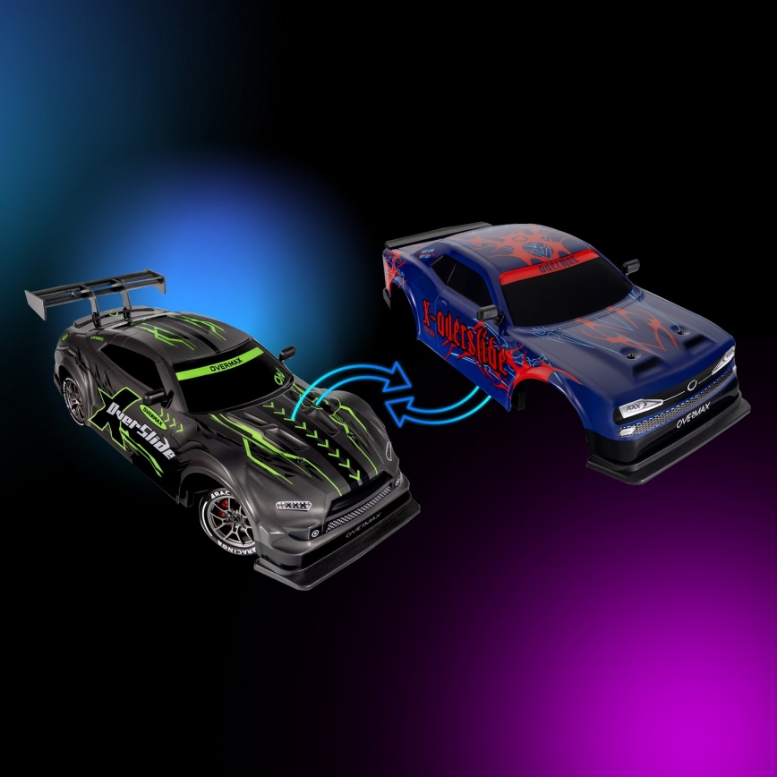 Overmax - RC drift avto X-OVERSLIDE z daljinskim upravljanjem, 1000 mAh, črna/zelena/modra/rdeča
