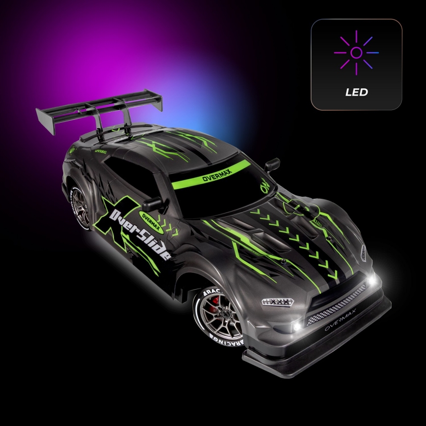 Overmax - RC drift avto X-OVERSLIDE z daljinskim upravljanjem, 1000 mAh, črna/zelena/modra/rdeča