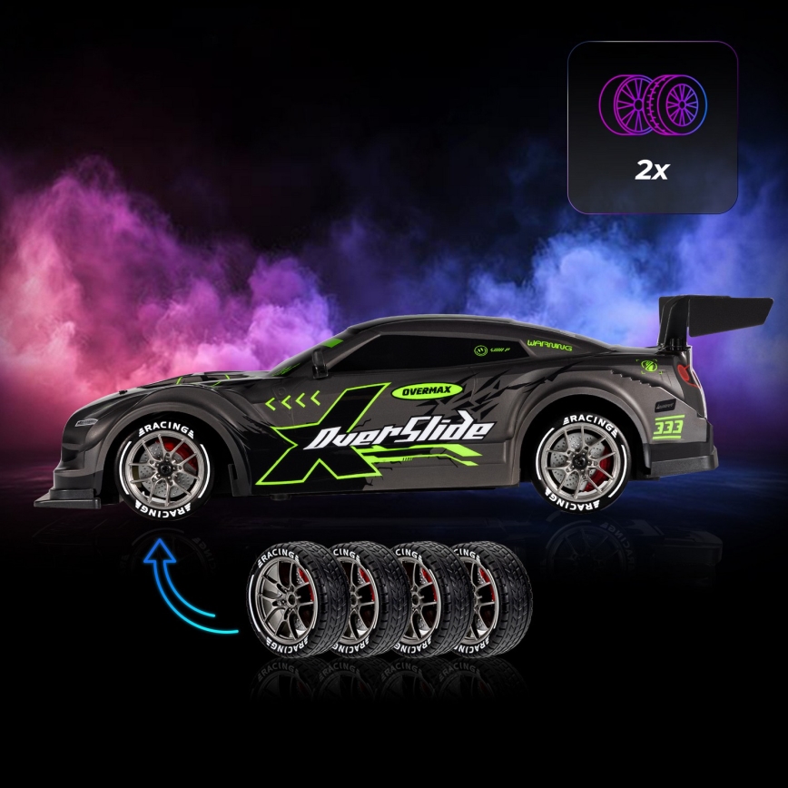 Overmax - RC drift avto X-OVERSLIDE z daljinskim upravljanjem, 1000 mAh, črna/zelena/modra/rdeča