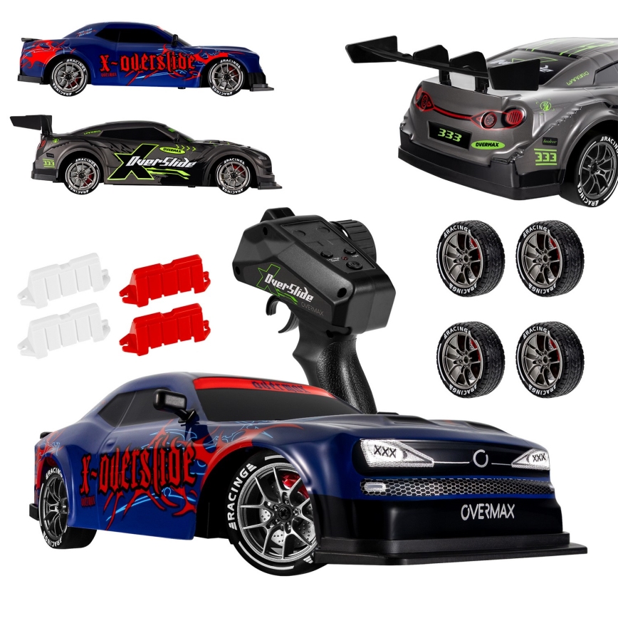 Overmax - RC drift avto X-OVERSLIDE z daljinskim upravljanjem, 1000 mAh, črna/zelena/modra/rdeča