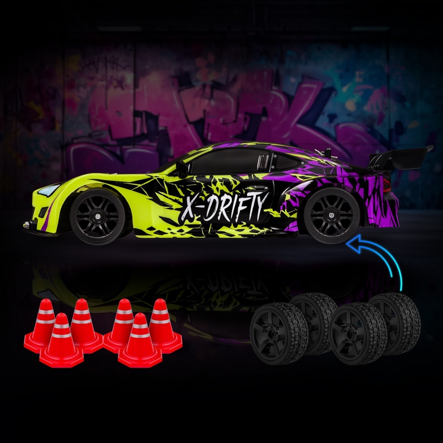 Overmax - RC drift avto z daljinskim upravljanjem X-DRIFT 1000 mAh rumena/vijolična