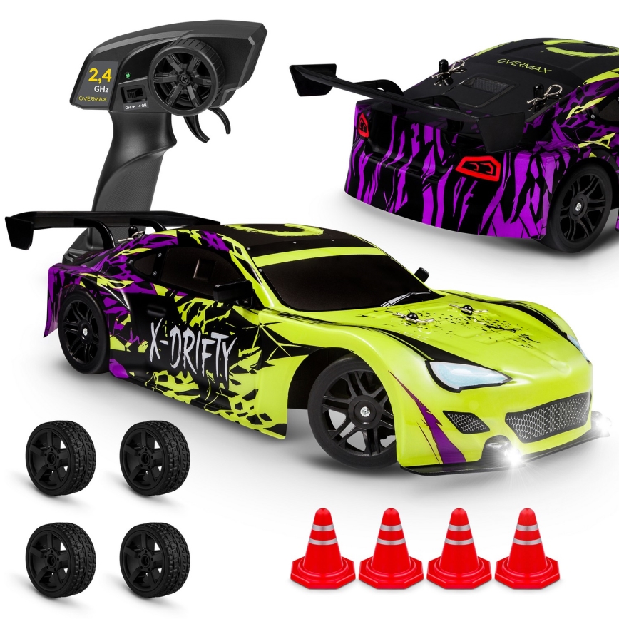Overmax - RC drift avto z daljinskim upravljanjem X-DRIFT 1000 mAh rumena/vijolična
