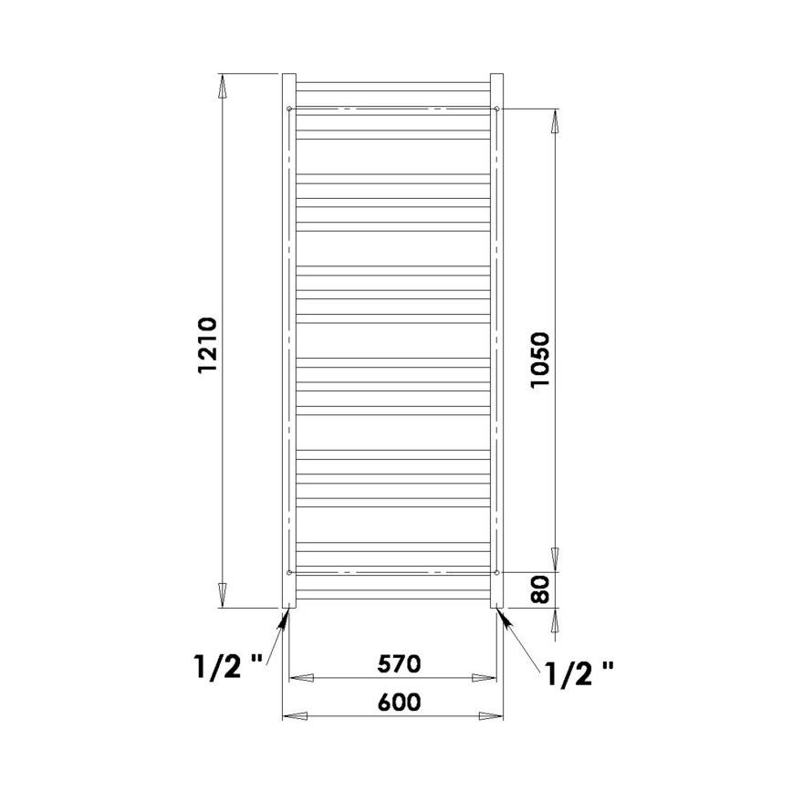 P.M.H. AV4B - Kopalniški lestevni radiator AVENTO 567W 121 cm črn