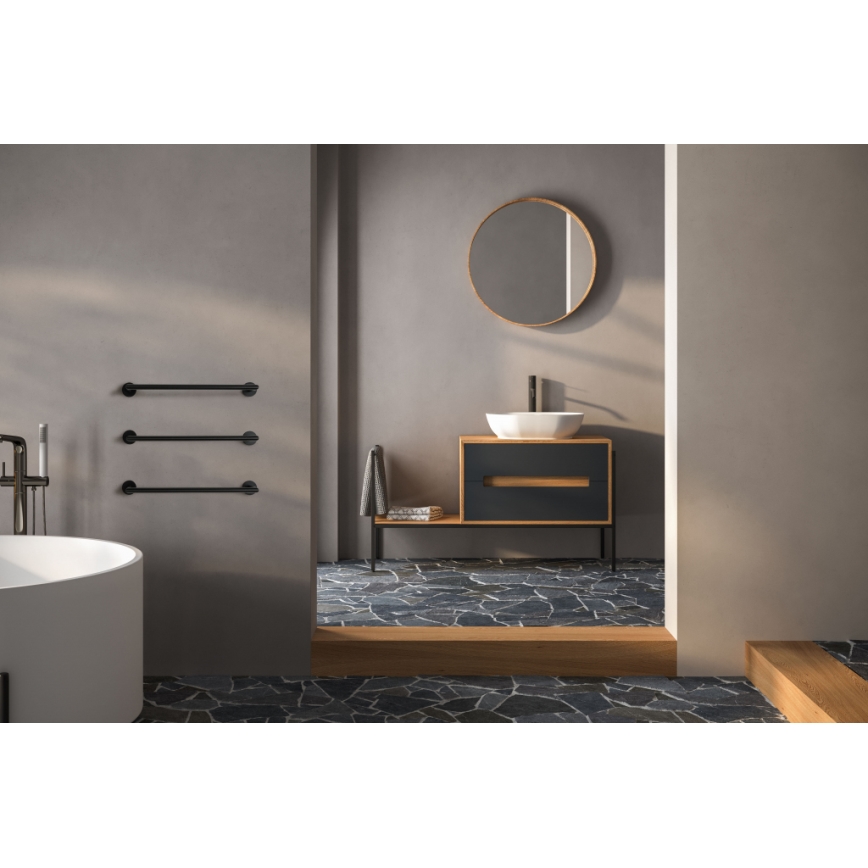 P.M.H. IN1B-L - Električni sušilnik za brisače INGA 17W/230V 85,9 cm IP44 leva/črna