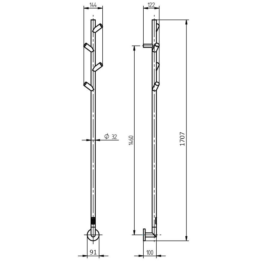 P.M.H. LS1B - Električni sušilnik za brisače LISA 24W/230V 170 cm IP44 črn