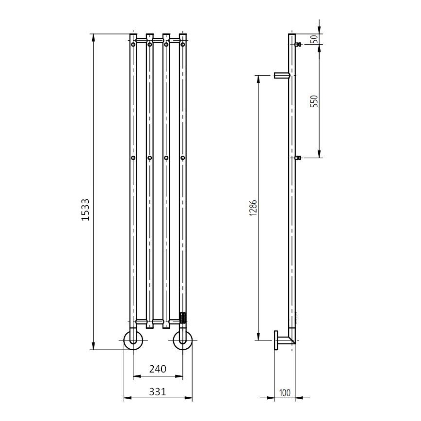 P.M.H. MO1B-R - Električni sušilnik za brisače MONA 93W/230V 153,3 cm IP44 črna