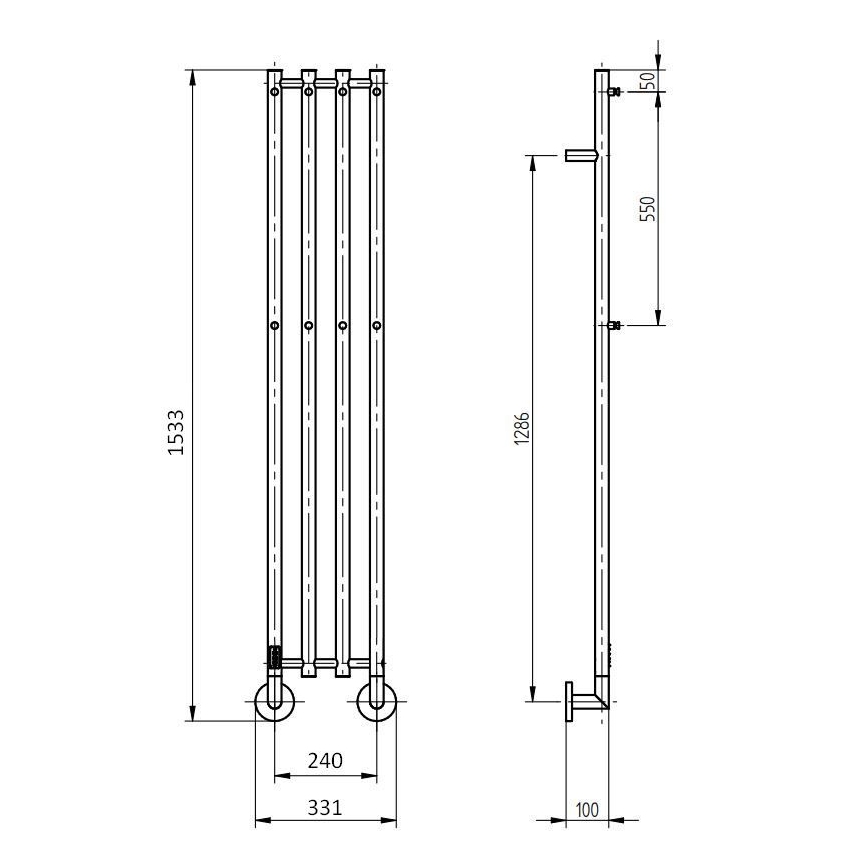 P.M.H. MO1B-RK - Električni sušilnik za brisače MONA 93W/230V 153,3 cm IP44 črna