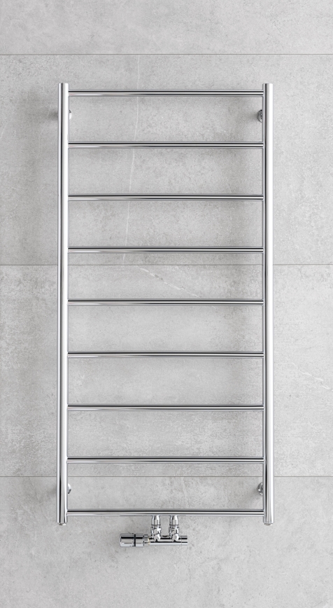 P.M.H. NS4C-M - Kopalniški lestevni radiator NAAS 222 W, 121 cm, sijajni krom