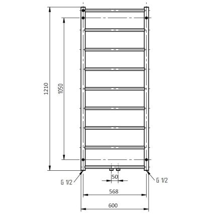 P.M.H. NS4C-M - Kopalniški lestevni radiator NAAS 222 W, 121 cm, sijajni krom