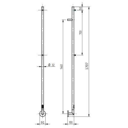 P.M.H. OL1SS - Električni sušilnik za brisače OLE 24W/230V 170 cm IP44 polirano nerjavno jeklo