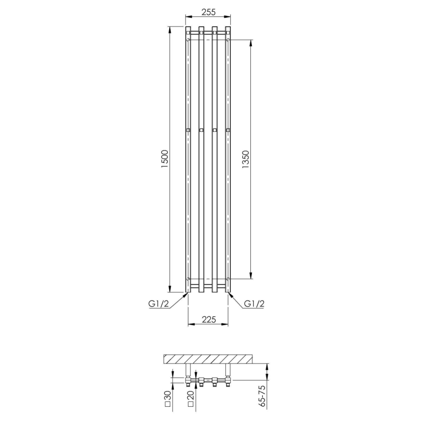P.M.H. PX2C/4 - Kopalniški brisačnik PLUTO X, 350 W, 150 cm, visokosijajni krom