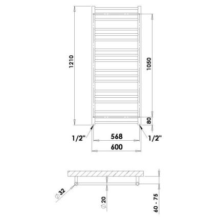 P.M.H. SN4W - Kopalniški lestevni radiator SORANO 470 W 121 cm bela