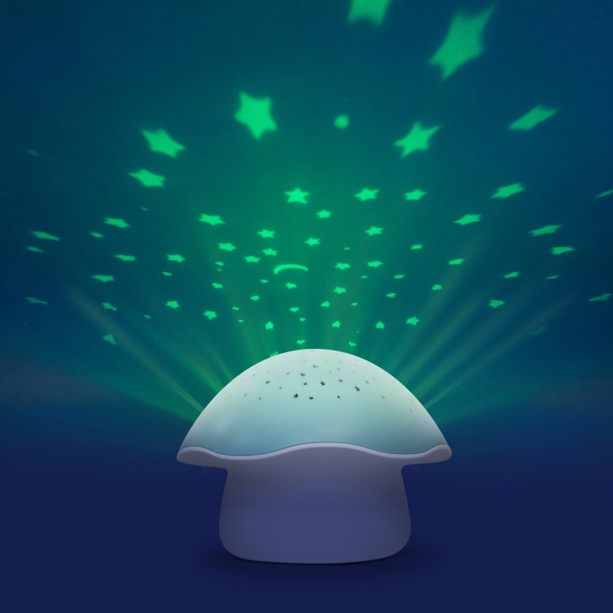 PABOBO - Projektor z melodijo STAR MUSHROOM 3xAA modra