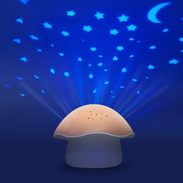 PABOBO - Projektor z melody STAR MUSHROOM 3xAA losos roza