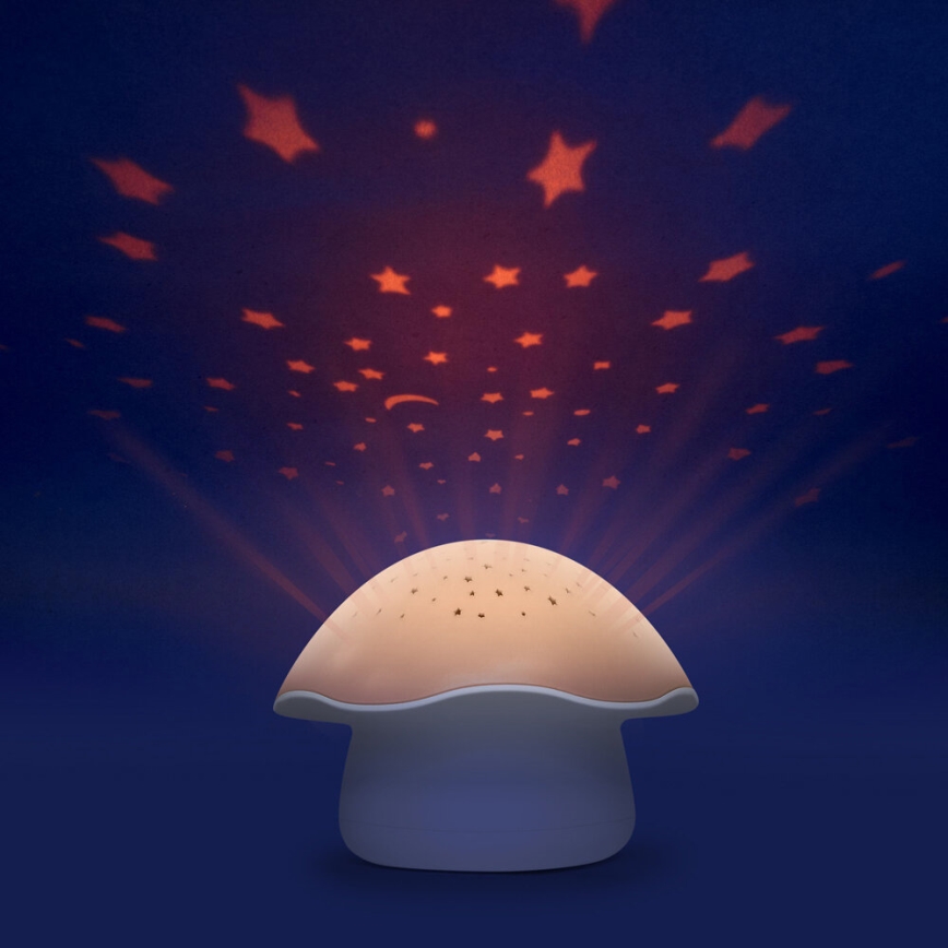 PABOBO - Projektor z melody STAR MUSHROOM 3xAA losos roza