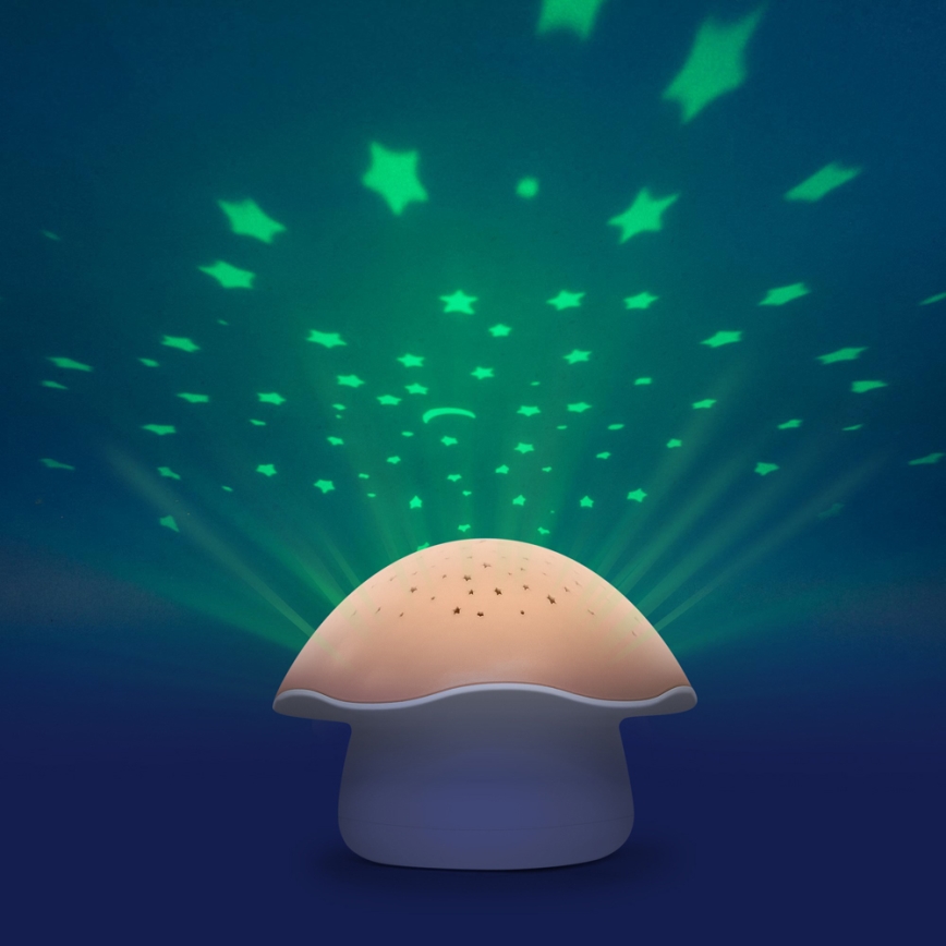 PABOBO - Projektor z melody STAR MUSHROOM 3xAA losos roza