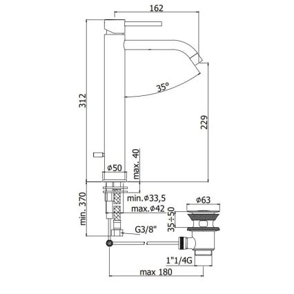Paffoni - Armatura za umivalnik + odtok LIGHT, brušeno zlato