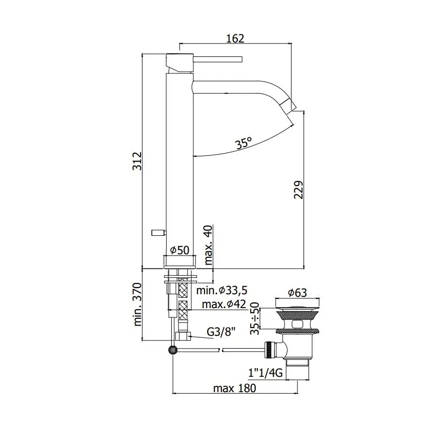 Paffoni - Armatura za umivalnik + odtok LIGHT, brušeno zlato