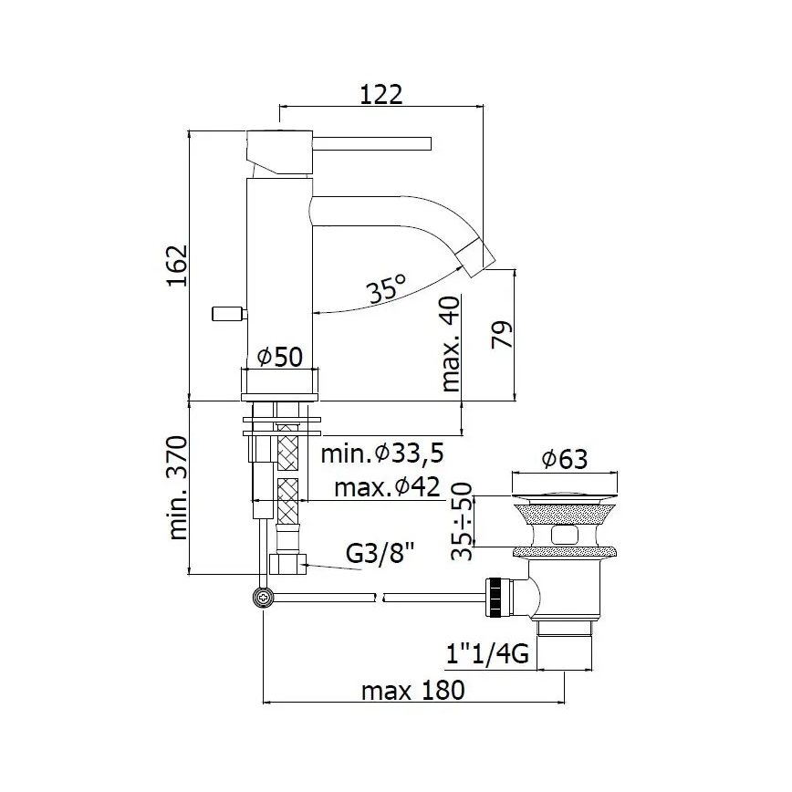 Paffoni - armatura za umivalnik + odtokna garnitura LIGHT, bela