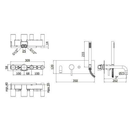 Paffoni - Komplet za kad LIGHT mat krom