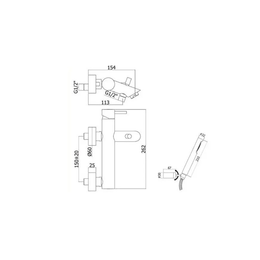 Paffoni - Komplet za kad LIGHT, sijajni krom