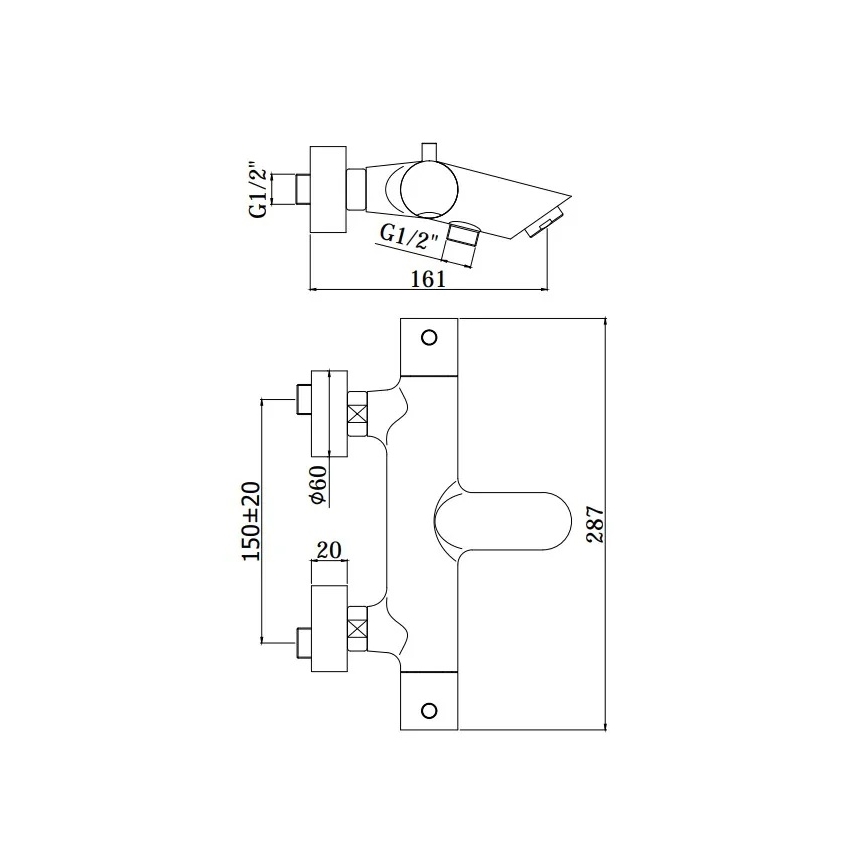 Paffoni - Komplet za kad LIGHT sijajni krom