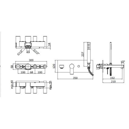 Paffoni - Komplet za kad s podometno mešalno baterijo TANGO, sijajni krom