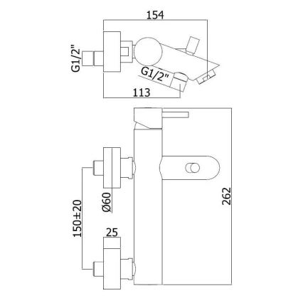 Paffoni - Kopalniška baterija LIGHT sijajni krom