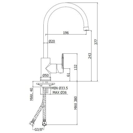 Paffoni - Kuhinjska armatura CANDY, poliran krom