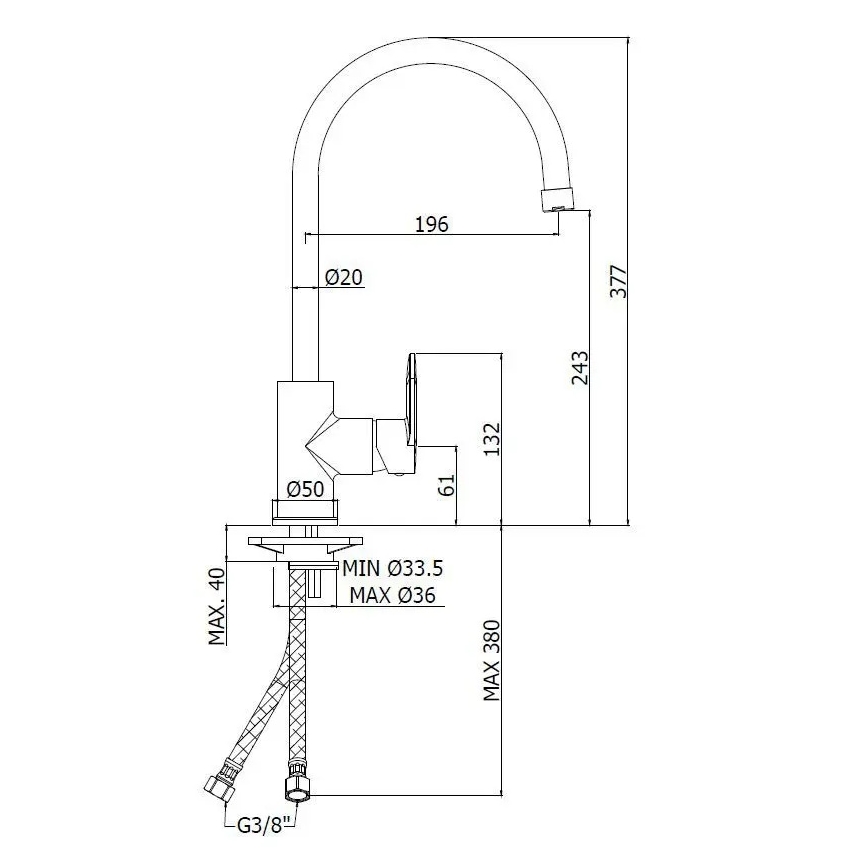 Paffoni - Kuhinjska armatura CANDY, poliran krom